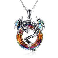 wholesale TOUPOP Dragon Necklace For Women Sterling Silver Crystal Dragon Gifts Jewelry -style_name:Style 3-Volcanic