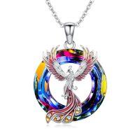 wholesale Phoenix Necklace S925 Sterling Silver Crystal Phoenix Pendant Necklace Jewelry Gifts For Women Her Mom -color_name:Colorful