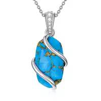 TOUPOP Sterling Silver Gemstone Pendant Fine Jewelry Gift for Women-color_name:A-Turquoise-December