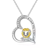 TOUPOP Sterling Silver Animal Pendant Women Jewelry Christmas Gifts-style_name:Lion