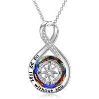 wholesale TOUPOP Compass Necklace For Women Sterling Silver I'd Be Lost Without You Necklaces Wedding Anniversary Jewelry Graduation Birthday Gifts For Her Wife Girlfriend -color_name:Volcano