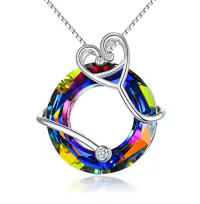 TOUPOP Sterling Silver Crystal Nurse Necklace Caduceus Pendant Jewelry-color_name:B-Stethoscope Necklace-Volcano Circle Crystal