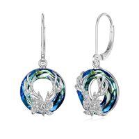 wholesale TOUPOP Animal Earrings For Women Sterling Silver Cat/pentagram/music Note Dangle Earrings Blue Crystal Birthday Valentine's Day Mother's Day Jewelry Gifts For Her Wife Mom -style_name:Antlers