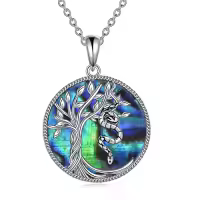 TOUPOP Sterling Silver Crystal Abalone Shell Animal Pendant Necklace-style_name:2-Abalone Shell-Snake
