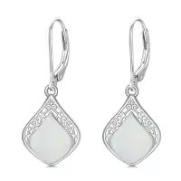 TOUPOP Sterling Silver Gemstone Filigree Teardrop Leverback Earrings-color_name:B-Opal