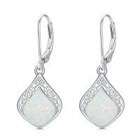 wholesale Filigree Teardrop Earrings 925 Sterling Silver Gemstone Leverback Earrings Jewelry Birthday Christmas Gifts For Women -color_name:B-Opal