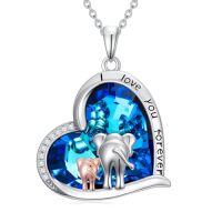 wholesale Elephant Necklace For Women 925 Sterling Silver Heart Crystal Necklace Pendant Elephant Jewelry Christmas Gifts For Women -style_name:2-Elephant