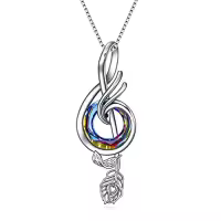 TOUPOP Sterling Silver Crystal Phoenix Music Note Pendant Necklace-style_name:Music Necklace-1