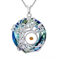 TOUPOP Sterling Silver Crystal Tree Of Life Pendant Necklace-style_name:8-Mustard Seed