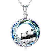 wholesale TOUPOP Annimal Necklace For Women 925 Sterling Silver Crystal Pendant Jewelry Christmas Anniversary Birthday Gifts For Her -style_name:1-Panda