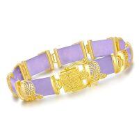 wholesale Jade Bracelet For Women 18kt Gold Plated Sterling Silver Jade Fortune Bangle Bracelet Fine Jewelry Birthday Christmas Gifts For Mom Grandma Wife -size_name:7.5,style_name:A6-Purple Jade-Gold