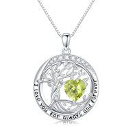 wholesale TOUPOP Valenitnes Day Gifts, Tree Of Life Birthstone Necklaces For Women, White Gold Gold Plated 925 Sterling Silver Celtic Jewelry Austrian Crystal Pendant Necklace, Anniversary Wedding Jewelry Irish Birthday Gifts -color_name:08-Aug-Peridot
