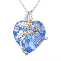 TOUPOP Sterling Silver Crystal Birth Flower Pendant Necklace-style_name:12-December-Holly-Heart Crystal