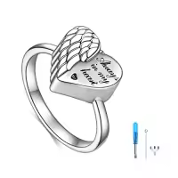 TOUPOP Sterling Silver Crystal Memorial Ashes Ring For Women-ring_size:8,color_name:Wing