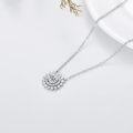 wholesale 925 Sterling Silver Platinum Cubic Zirconia Flower Halo Pendant Necklace 1ct AAA+ Quality-0-4