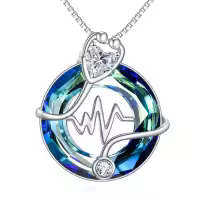 TOUPOP Sterling Silver Crystal 12 Months Birthstone Stethoscope Pendant Necklace-color_name:04-April-Created Diamond