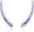 wholesale 925 Sterling Silver White Opal Curved Ear Climber Non-Hypoallergenic Crawler Earrings for Women Girls Gifts Jewelry 4cm Long-0-17
