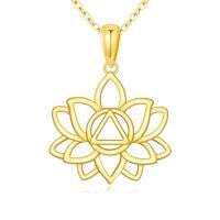 TOUPOP 14K Gold Moonstone Lotus Flower Necklace, AA Pendant Gift for Women-style_name:Alcoholics Anonymous