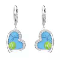 TOUPOP Sterling Silver Turquoise Drop Dangle Leverback Earrings-style_name:Tennis