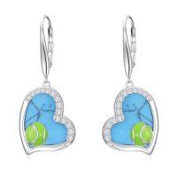 wholesale Turquoise Heart Earrings 925 Sterling Silver Sports Drop Dangle Earring Leverback Jewelry Christmas Gifts For Women Her -style_name:Tennis