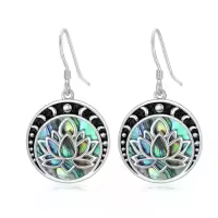 TOUPOP Sterling Silver Abalone Shell Tree Of Life Dangle Earrings-style_name:5-Lotus
