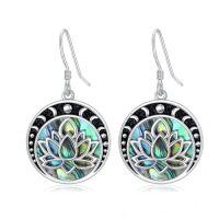 wholesale TOUPOP Tree Of Life Earrings 925 Sterling Silver Abalone Shell Tree Of Life Dangle Earrings Religion Jewelry Gifts For Women Christmas -style_name:5-Lotus
