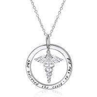 wholesale TOUPOP Nursing Graduation Gifts Sterling Silver Stethoscope Necklace Caduceus Necklace Nursing Necklaces For Doctor Medical Student -style_name:Caduceus