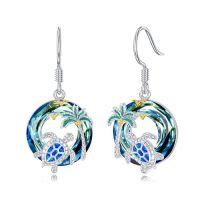 wholesale Crystal Dangle Earrings Christmas Gifts Turtle Earrings For Women Sterling Silver -style_name:Sea Turtle-Palms