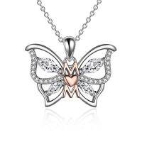 wholesale TOUPOP Gifts For Mom Sterling Silver Mom Necklaces Heart Butterfly Pendant Mother Gifts From Daughter Son Birthday For Mom Women -style_name:4-Butterfly