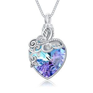 I-Butterfly Urn Necklace-Purple Heart Crystal