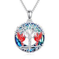wholesale TOUPOP Christmas Gift Hummingbird/red Cardinal Necklace 925 Sterling Silver Crystal Cardinal Hummingbird Jewelry Birthday Christmas Gifts -style_name:Red Cardinal