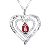 TOUPOP Sterling Silver Crystal Cross Football Soccer Softball Volleyball Necklace-style_name:2-Football