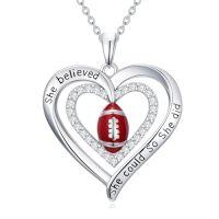 wholesale Sports Necklace For Women 925 Sterling Silver Cross Football/soccer/softball/volleyball Necklace Pendant Sports Jewelry Christmas Gifts For Women -style_name:2-Football