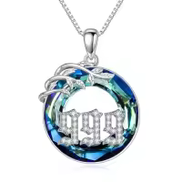TOUPOP White Gold Plated 925 Sterling Silver Crystal Angel Number Necklace-style_name:999