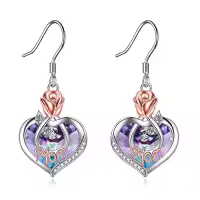 TOUPOP 925 Sterling Silver Crystal Rose Heart Drop Earrings-style_name:02 Feb-Mom Earrings with Heart Crystal