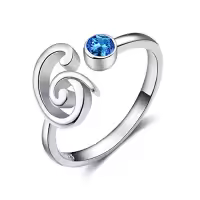 TOUPOP Sterling Silver Sunflower Rose Initial Butterfly Adjustable Rings-style_name:G Letter Ring