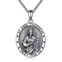 TOUPOP Sterling Silver Four Way Cross St Michael St Christopher St Benedict St Joseph St Francis Pendant Necklace-style_name:3-St Jude