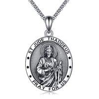 wholesale Patron Saint Necklace S925 Sterling Silver Four Way Cross Necklace St Michael/st Christopher/st Benedict/st Joseph/st Francis Pendant, Religious Protection Necklace For Men Women Birthday Father's Day Anniversary -style_name:3-St Jude