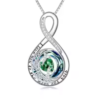 TOUPOP Sterling Silver Birthstone Moon And Star Pendant Necklace I Love You To The Moon And Back-color_name:05-May-Emerald
