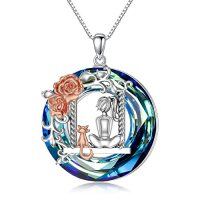 wholesale Butterfly/dragonfly Necklace 925 Sterling Silver Dragonfly/butterfly Gifts For Women Dragonfly Butterfly Pendant Jewelry Gifts For Women Mom Wife Girlfriend Christmas Anniversary Birthday Valentine's Day Graduation -style_name:A - Cat and Women