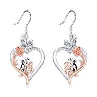 wholesale Nightmare Earrings Sterling Silver Jack And Sally Skull Jewelry -style_name:A-Nightmare Earrings-Rose Flower