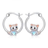 wholesale Hypoallergenic Panda/cat/bat Hoop Earrings For Women 925 Sterling Silver Animal Huggie Hoop Earrings Jewelry Christmas Gifts For Sensitive Ears -style_name:Cat