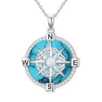 wholesale TOUPOP Christmas Gifts For Wife Compass Necklace Sterling Silver Compass Urn Necklace Cremation Jewelry For Women Wife Girlfriend Mother Sister -style_name:G04-Turquoise