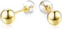 wholesale 18K Yellow Gold Stud Earrings for Women Girls-Diameter:6 mm