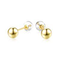 wholesale 18k Gold Ball Stud Earrings Wholesale With Clear Backings-Diameter:6 mm