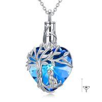 wholesale TOUPOP Heart Tree Of Life Urn Necklace For Ashes 925 Sterling Silver Heart Crystal Cremation Jewelry Memorial Christmas Gifts For Women Mom Wife -style_name:Dog