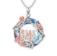 wholesale TOUPOP Sister Christmas Gifts From Sister 925 Sterling Silver 2 To 5 Sisters Necklace Rose Flower Pendant Crystal Jewelry Birthday Gifts For Women Best Friend -color_name:Purple-4 Sisters