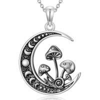 wholesale TOUPOP Mushroom Necklace For Women 925 Sterling Silver Abalone Moon Phase Necklace Mushroom Pendant Jewelry Christmas Gifts For Women -style_name:Mushroom-A