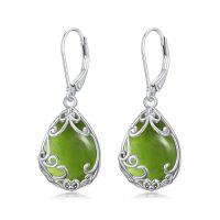 wholesale TOUPOP Filigree Teardrop Earrings Sterling Silver Filigree Leverback Earrings Jewelry Anniversary Birthstone Christmas Gifts For Women Her -style_name:Peridot