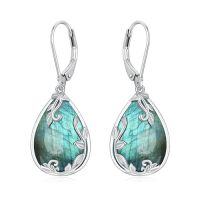 wholesale Filigree Gemstone Earrings 925 Sterling Silver Teardrop Dangle Drop Earrings Fine Jewelry Birthday Christmas Gifts For Women -color_name:Labradorite